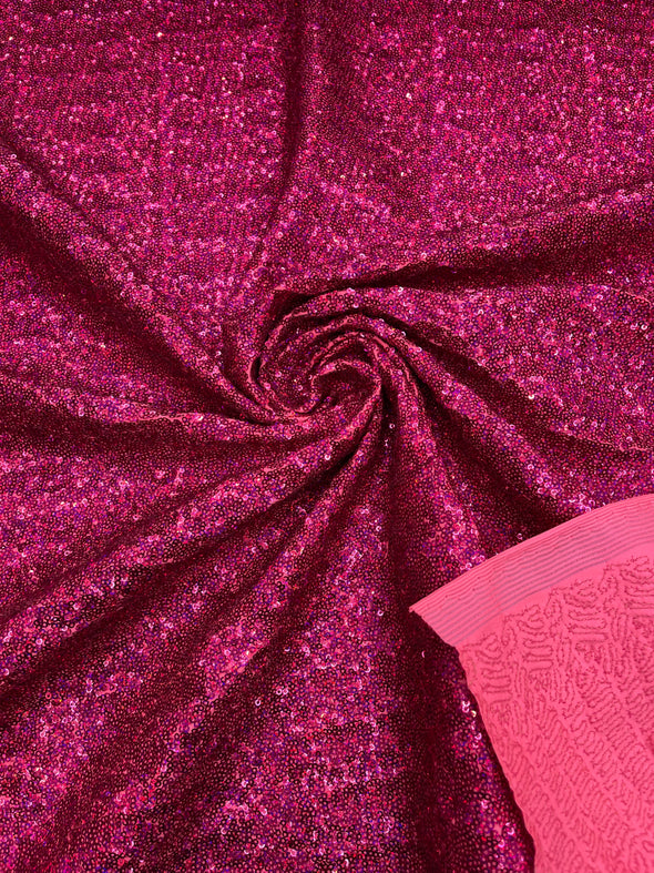 Hologram Mini Glitz Sequins on a 4 Way Stretch Spandex Fabric- Sold by The Yard