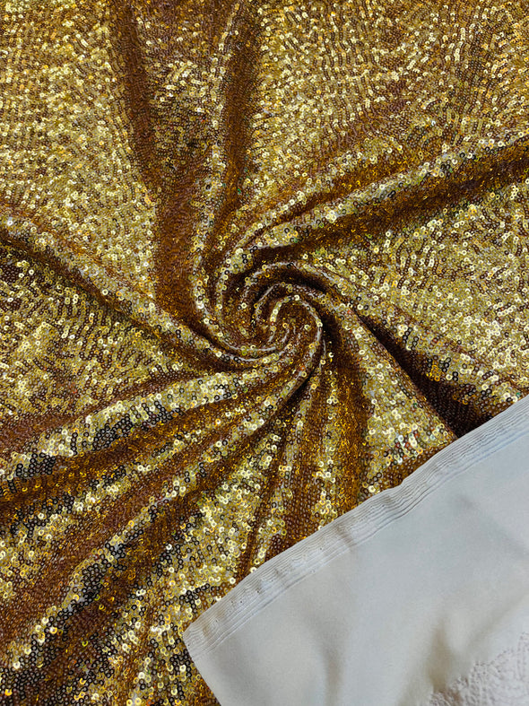 Hologram Mini Glitz Sequins on a 4 Way Stretch Spandex Fabric- Sold by The Yard