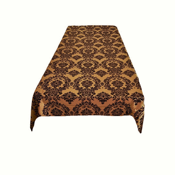 Gold Rectangular Tablecloth - Decorative Damask Polyester Taffeta Tablecloth.