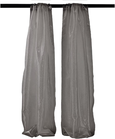 Gray Polyester Sheer Mirror Organza Backdrop Drape, Curtain Panels, Room Divider, 1 Pair.