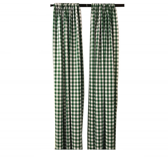 Hunter Green Checkered Country Plaid Gingham Checkered Backdrop Drapes Curtains Panels, 1 Pair.