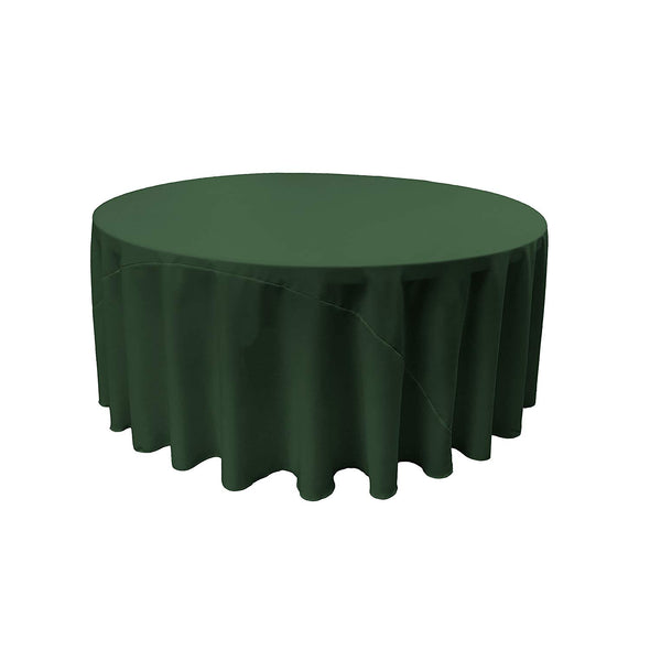 Hunter Green Solid Round Polyester Poplin Tablecloth With Seamless