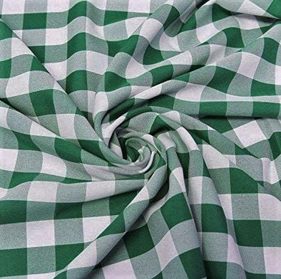 Hunter Green 58/59" Wide 100% Polyester Poplin 1" Square Gingham Checkered Fabric By The Yard