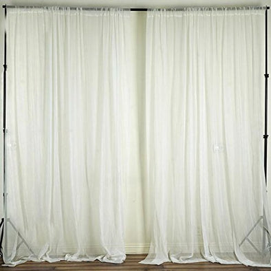 Ivory 2 Panels - Polyester See Through Chiffon Backdrop Drape Curtain Panel.