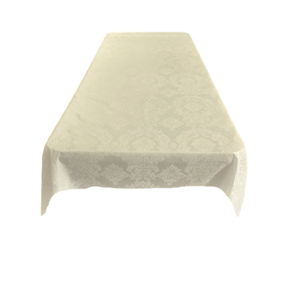 Ivory  Rectangular Tablecloth - Decorative Damask Polyester Taffeta Tablecloth.