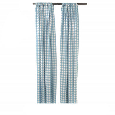 Light Blue Checkered  Country Plaid Gingham Checkered Backdrop Drapes Curtains Panels, 1 Pair.