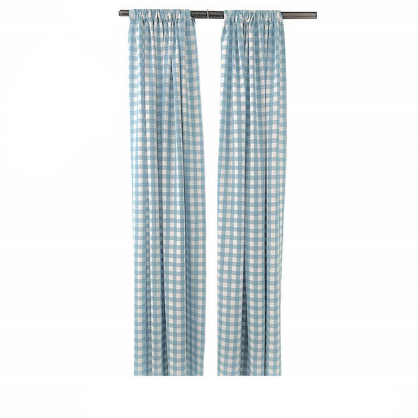 Light Blue Checkered  Country Plaid Gingham Checkered Backdrop Drapes Curtains Panels, 1 Pair.