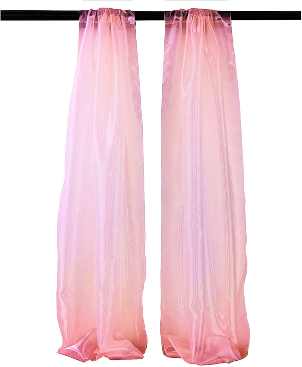 Light Pink Polyester Sheer Mirror Organza Backdrop Drape, Curtain Panels, Room Divider, 1 Pair.