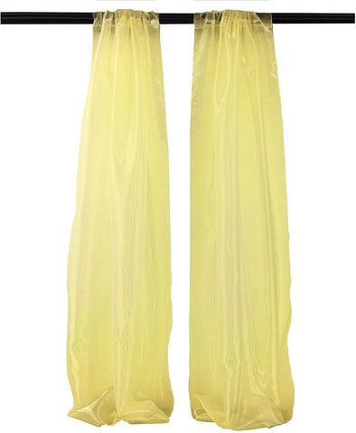 Light Yellow Polyester Sheer Mirror Organza Backdrop Drape, Curtain Panels, Room Divider, 1 Pair.