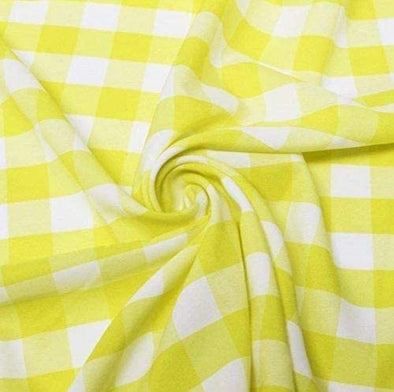 Light Yellow 58/59" Wide 100% Polyester Poplin 1" Square Gingham Checkered Fabric By The Yard