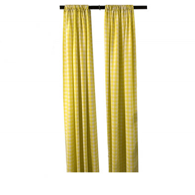 Light Yellow Checkered  Country Plaid Gingham Checkered Backdrop Drapes Curtains Panels, 1 Pair.