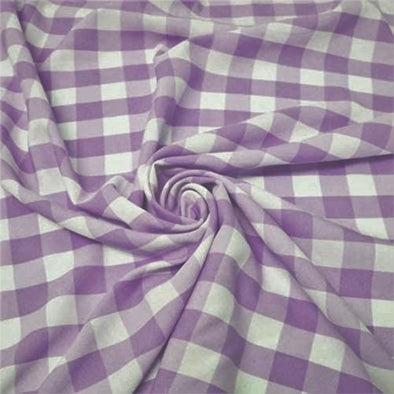 Lilac 58/59" Wide 100% Polyester Poplin 1" Square Gingham Checkered Fabric By The Yard