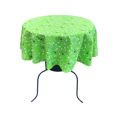 Lime Green Round Print Poly Cotton Tablecloth Bandanna ( Choose Size Below )