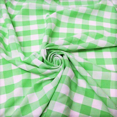 Lime Green 58/59" Wide 100% Polyester Poplin 1" Square Gingham Checkered Fabric By The Yard