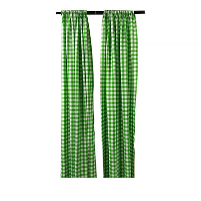 Lime Green Checkered Country Plaid Gingham Checkered Backdrop Drapes Curtains Panels, 1 Pair.