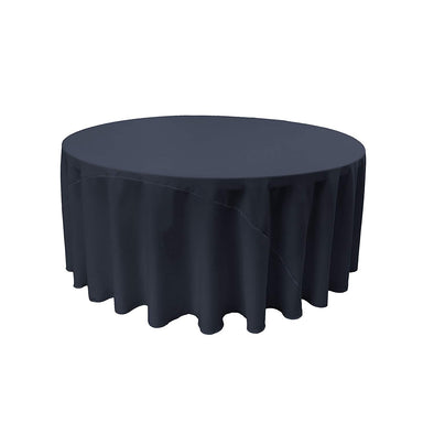 Navy Blue Solid Round Polyester Poplin Tablecloth With Seamless