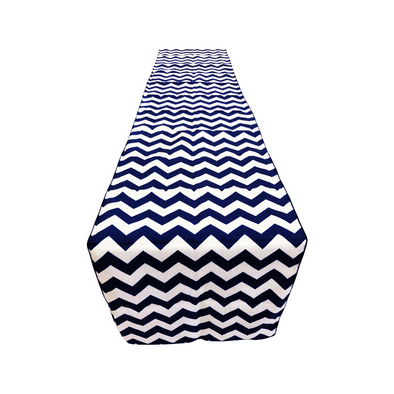 Navy Blue Chevron Print Poly Cotton Table Runner. ( Choose Size Below )