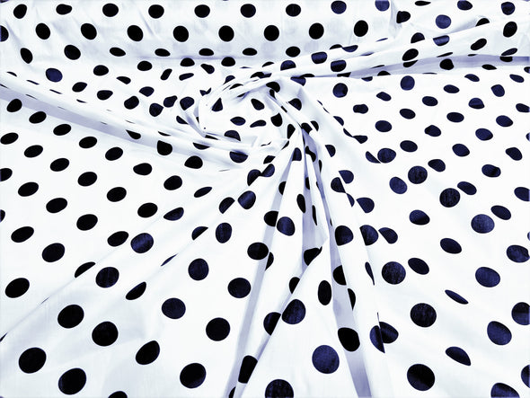 58/60" Wide Poly Cotton Polka Dot Fabric Sold by The Yard