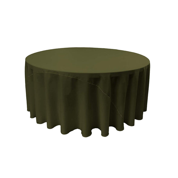 Olive Green Solid Round Polyester Poplin Tablecloth With Seamless