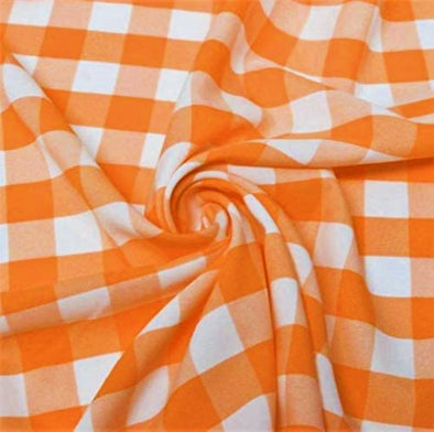 Orange 58/59" Wide 100% Polyester Poplin 1" Square Gingham Checkered Fabric By The Yard