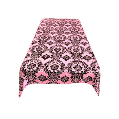 Pink Rectangular Tablecloth - Decorative Damask Polyester Taffeta Tablecloth.