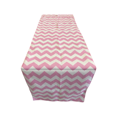 Pink Chevron Print Poly Cotton Table Runner. ( Choose Size Below )