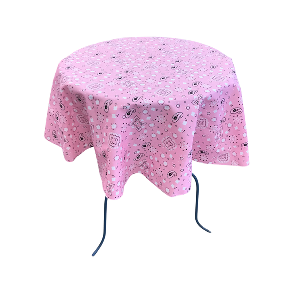 Pink Round Print Poly Cotton Tablecloth Bandanna ( Choose Size Below )