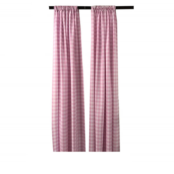 Pink Checkered  Country Plaid Gingham Checkered Backdrop Drapes Curtains Panels, 1 Pair.