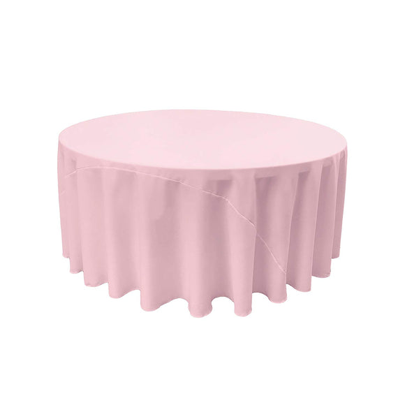 Pink Solid Round Polyester Poplin Tablecloth With Seamless