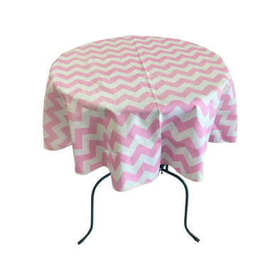 58" Round Chevron Poly/Cotton Tablecloth/Overlay for Small Round Coffee Table.