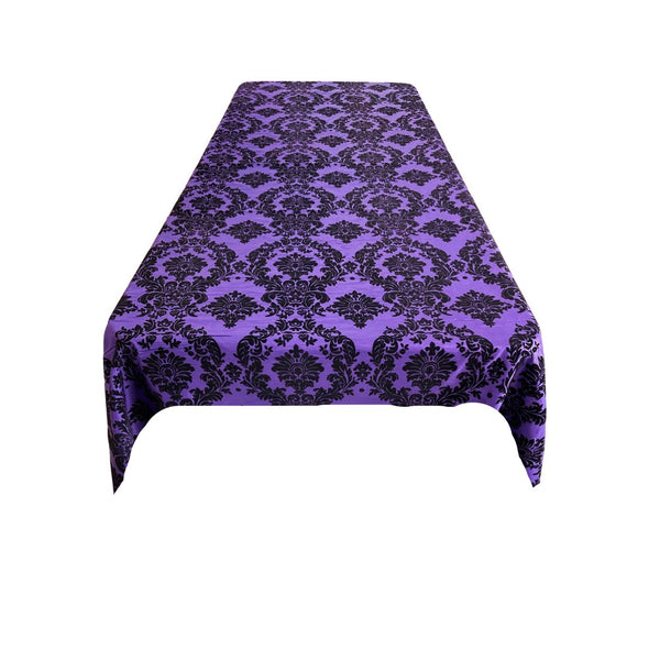 Purple Rectangular Tablecloth - Decorative Damask Polyester Taffeta Tablecloth.