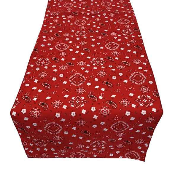 12" Wide x 108" Long, Bandanna Print Poly Cotton Table Runner.