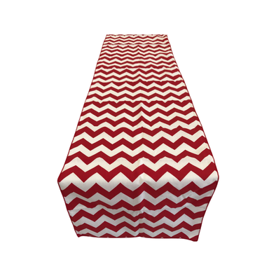 Red Chevron Print Poly Cotton Table Runner. ( Choose Size Below )