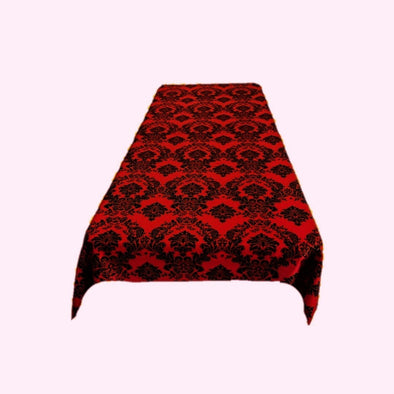 Red Rectangular Tablecloth - Decorative Damask Polyester Taffeta Tablecloth.