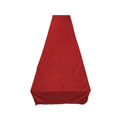 Red Full Covered Glitter Shimmer Fabric Table Runner - Party Decoration