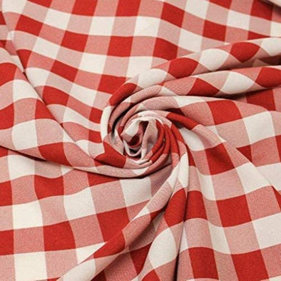 Red 58/59" Wide 100% Polyester Poplin 1" Square Gingham Checkered Fabric By The Yard.