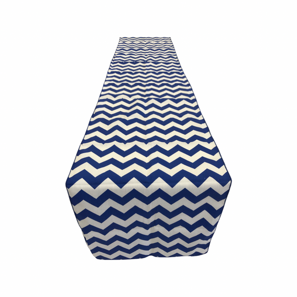 Royal Blue Chevron Print Poly Cotton Table Runner. ( Choose Size Below )