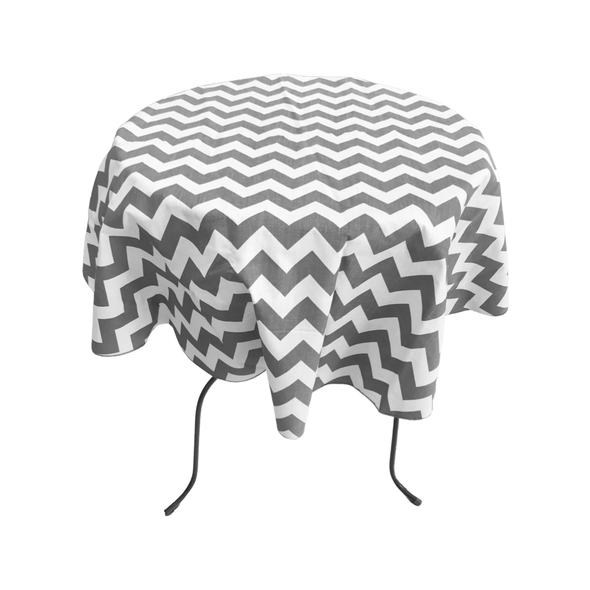 58" Round Chevron Poly/Cotton Tablecloth/Overlay for Small Round Coffee Table.