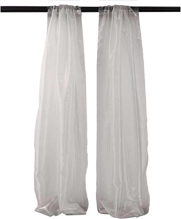 Silver Polyester Sheer Mirror Organza Backdrop Drape, Curtain Panels, Room Divider, 1 Pair,