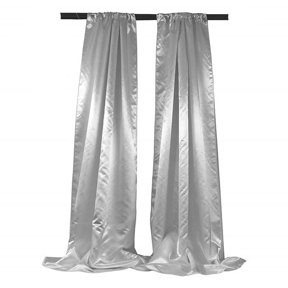 Satin Backdrop, 1 Pair with 4" Rod Pocket, 5 Feet Wide x 8 Feet High