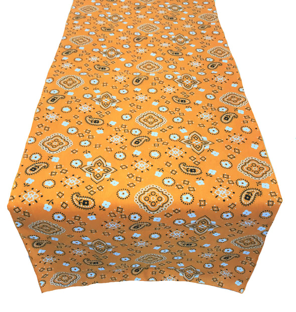 12" Wide x 108" Long, Bandanna Print Poly Cotton Table Runner.