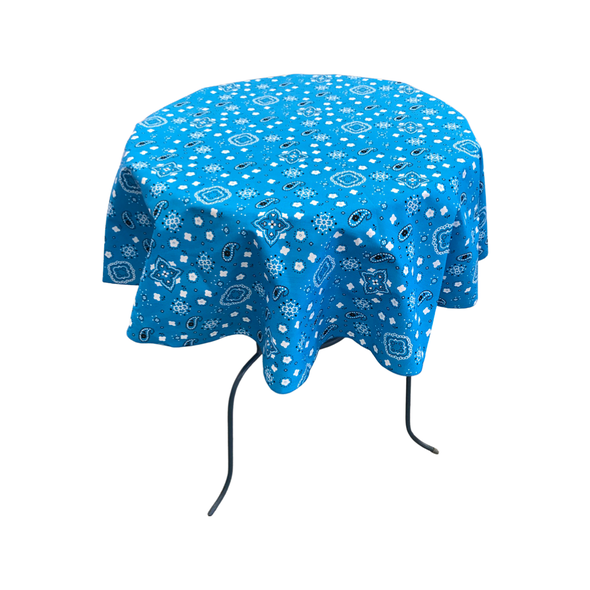 Turquoise Round Print Poly Cotton Tablecloth Bandanna ( Choose Size Below )