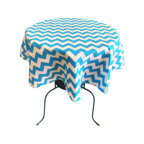 36" Round Chevron Poly/Cotton Tablecloth/Overlay for Small Round Coffee Table.