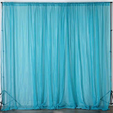 Turquoise 2 Panels - Polyester See Through Chiffon Backdrop Drape Curtain Panel.