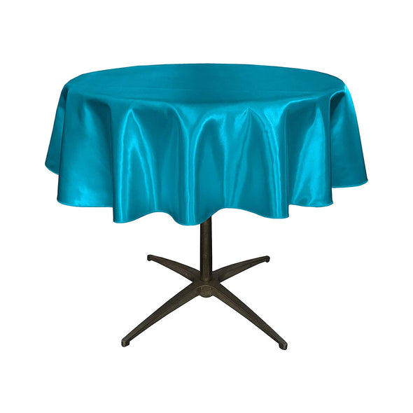 Turquoise Satin Table Overlay, for Small Coffee Table.