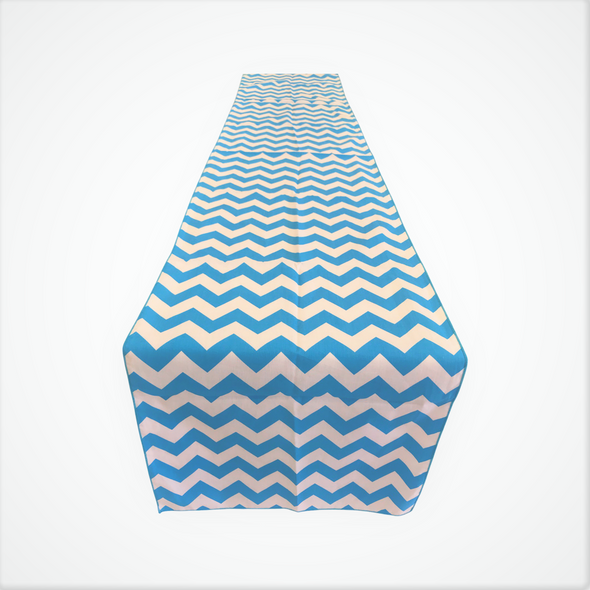 Turquoise Chevron Print Poly Cotton Table Runner. ( Choose Size Below )