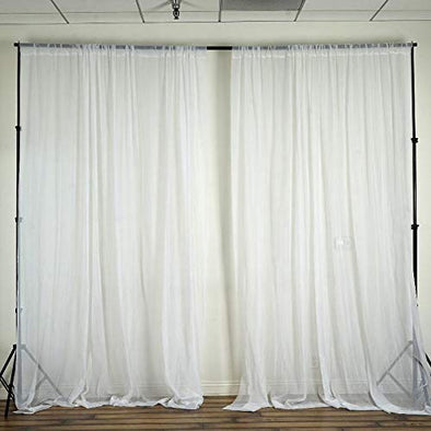 White 2 Panels - Polyester See Through Chiffon Backdrop Drape Curtain Panel.