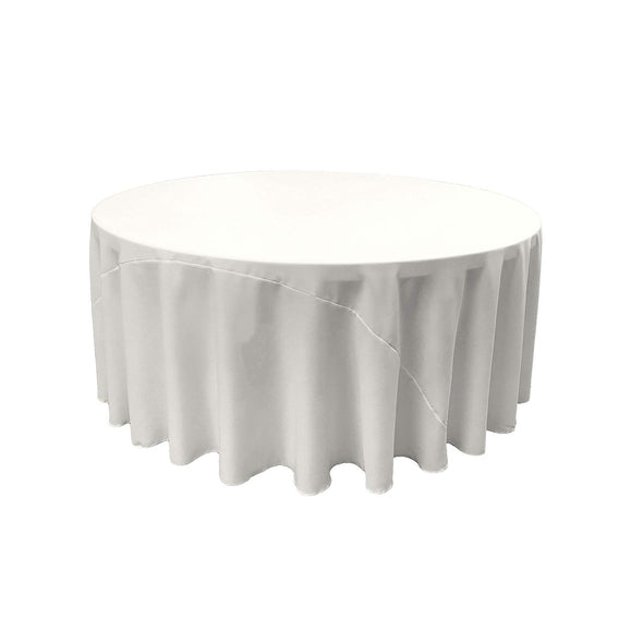 White Solid Round Polyester Poplin Tablecloth With Seamless