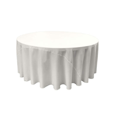 White Solid Round Polyester Poplin Tablecloth With Seamless
