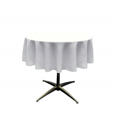 White Solid Round Polyester Poplin Tablecloth Seamless